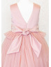 Mauve Satin Tulle Empire Waist Ruffle Flower Girl Dress